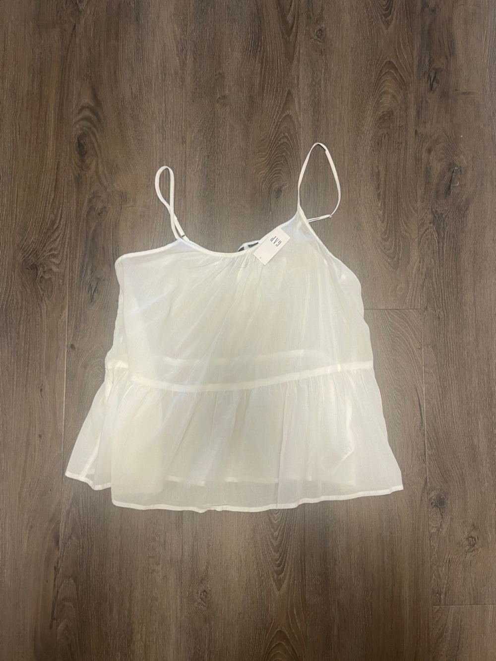 GAP White Sheer Tiered Camisole with Spaghetti Straps